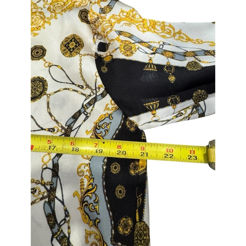 Zara Woman Ecru Chain Scarf Print Button Down Blouse Sz S - Picture 10 of 11